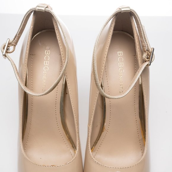 BCBGENERATION Imala nude gold peep toe heels w/ ankle strap size 5.5 - Picture 9 of 11